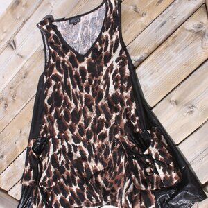 Animal Print Smock Top Tank Top Asymmetrical Small